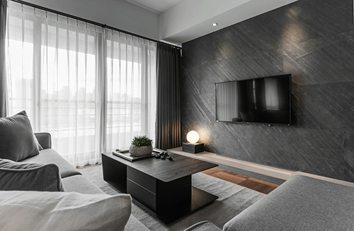 黑白灰后现代设计风格-客厅装修案例图